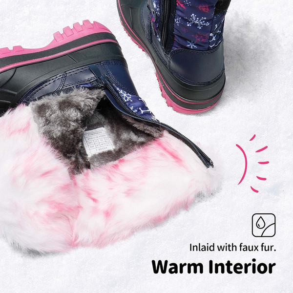 Kids Waterproof Snow Boots - NAVY FUCHSIA - 2